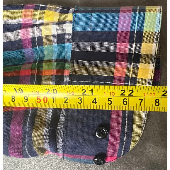 St. Croix Plaid Button Down Large Made In Italy Cotton Multicolored - Picture 6 of 6